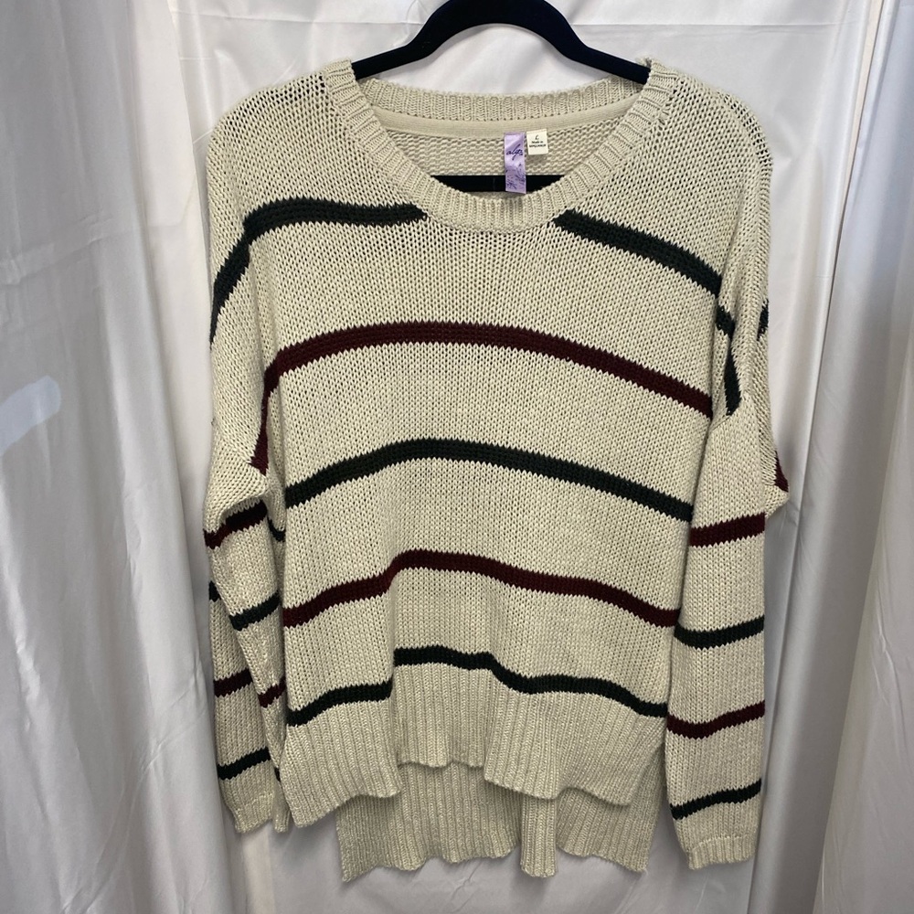 Alya Striped Oversized Knit Sweater Size L